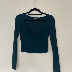 Free People Teal Long Sleeve Top